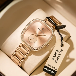 Rose Gold & Black Oval Women’s Quartz Watch – Wine Barrel Design, Minimalist Stopwatch Wristwatch for Elegant Everyday Style