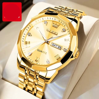 Gold Waterproof Wristwatch 