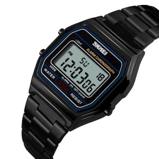 Stainless Steel Backlight Alarm Chrono, Waterproof Digital Watch for Gents & Ladies