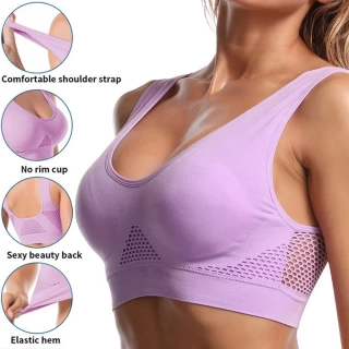 Seamless Mesh Women’s Sports Bra – Wireless Shockproof Fitness Bra, Breathable Yoga Crop Top for Gym, Running & Plus Size (Up to 6XL)