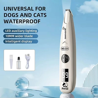 Pet Grooming Trimmer with LED Light – Waterproof, Low Noise Hair Clipper for Dogs & Cats