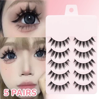 DINGSEN Manga Lashes – 5 Pairs Natural Long Wispy Anime False Eyelashes for Makeup