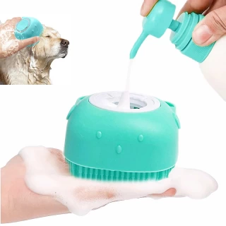 Multi-Function Pet Bathing Brush with Shampoo Dispenser