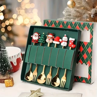 6-Piece Christmas Fork & Spoon Set