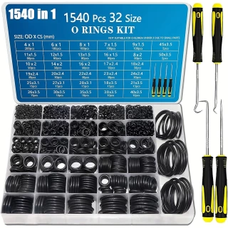 1540-Piece Premium O-Ring Kit – Nitrile Automotive & Plumbing Seal Set (w/ 4 Tools)
