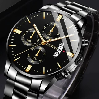 Fashion Men Stainless Steel Watch Luxury Calendar Quartz