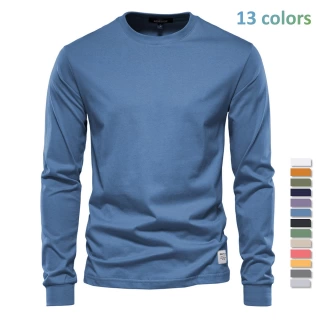 Velorian™ CoreCotton Tee – Long Sleeve | 100% Cotton | Solid Color Basic for Spring & Autumn