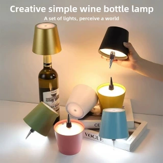 Wireless Bottle Table Lamp – Touch Control, 3-Color Dimming LED Bar Light