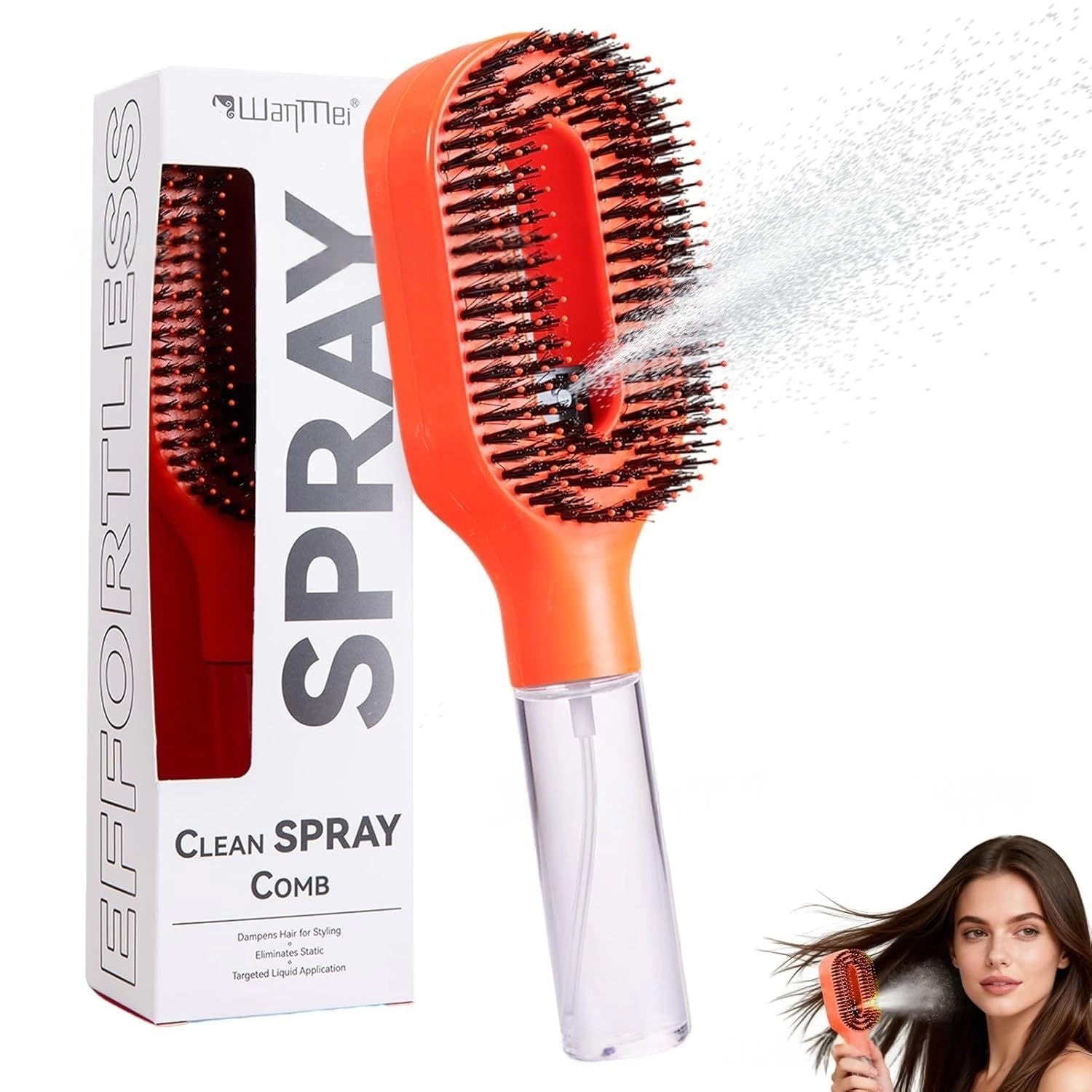 💆‍♀️ 2-in-1 Spray Hairbrush ✨ | Scalp Massage Detangling Comb with Mist Bottle