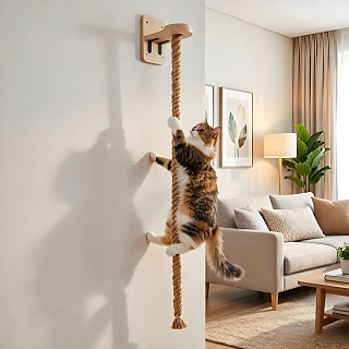 Wall Mounted Cat Climbing Shelf - Rope Tree with Scratching Post