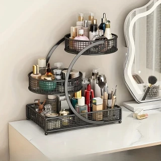 GlamShelf™ 360° Rotating Cosmetic Organizer – Clear Makeup Storage Rack