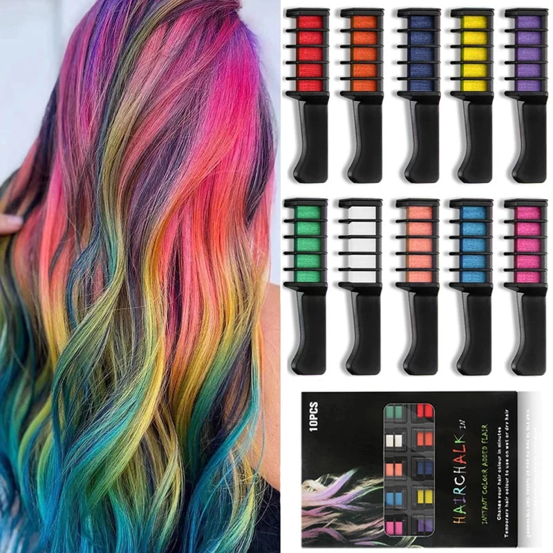 10PCS Children Multi Colour Hair Dye Comb Sets