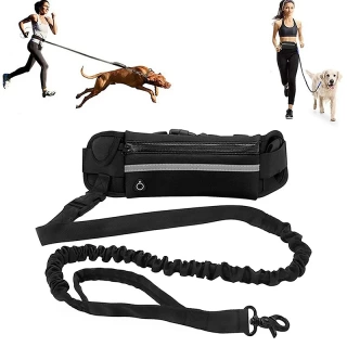 Hands Free Reflective Dog Leash for Walking/Running with Waist Bag