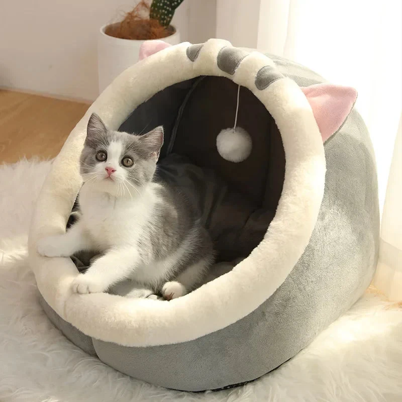 🐾 Cozy Cave Cat Bed 🛏️ | Soft Semi-Enclosed Washable Pet Bed