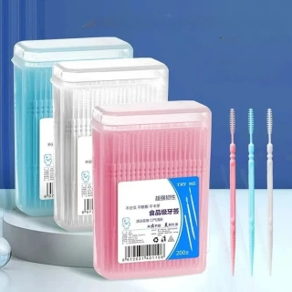200PCS Disposable Toothpick Brush Set – Interdental Cleaners for Flossing & Plaque Removal, Travel Dental Care Picks