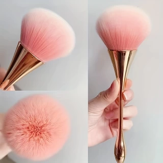 Rose Golden Fan Makeup Brush,Cosmetic Brush Loose Powder Brush ,Highlighting Brush Blush Brush-Soft Hair Makeup Fixing