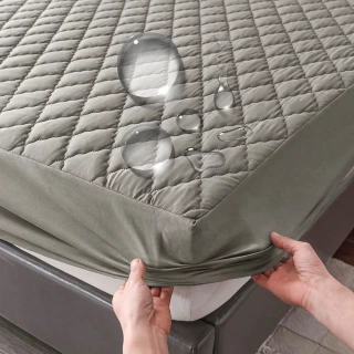  Waterproof Mattress Protector Fitted Sheet – Breathable Bed Cover, Single/Double/140/160, Gray & White