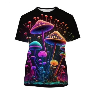 Velorian™ TrippyShroom Tee – 3D Psychedelic Forest Print | Unisex Short Sleeve T-Shirt