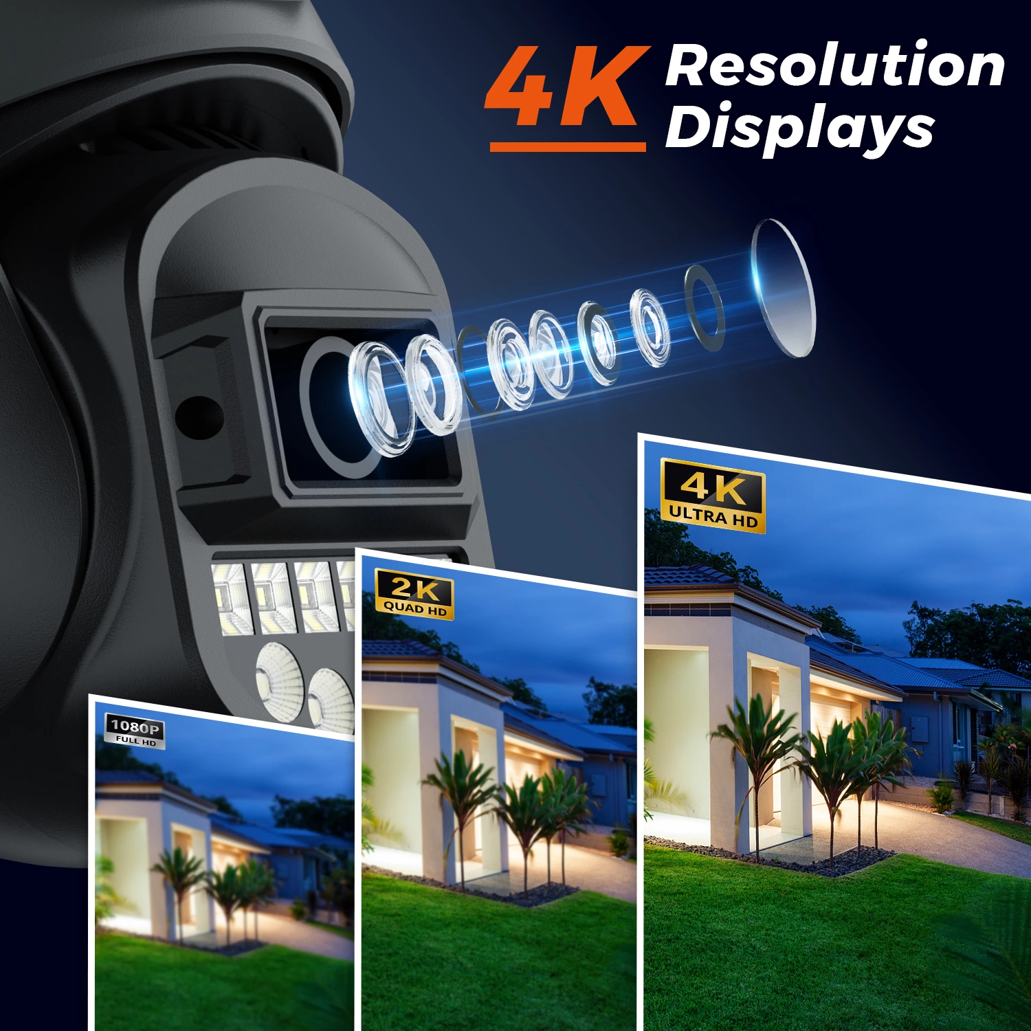 BESDER 5K 10MP Wifi Camera PTZ Outdoor AI Human Detection Dual Screen ...
