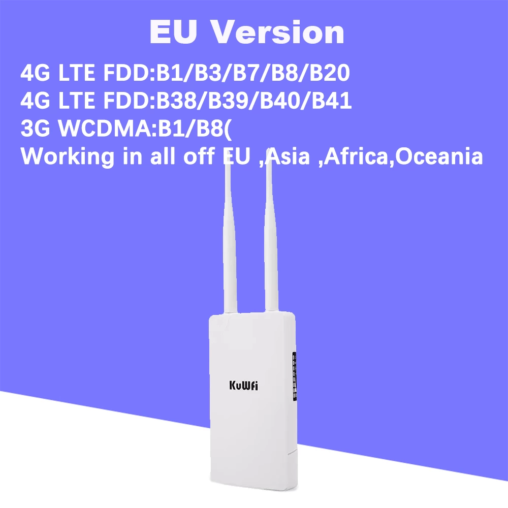 KuWFi Waterproof Outdoor 300Mbps WiFi Router CAT4 4G LTE Routers 3G/4G ...