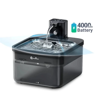 DownyPaws Battery Operated Cat Water Fountain Stainless Steel, 84oz/2.5L Fursink Wireless Pet Water Fountain for Cats Inside, Automatic Dog