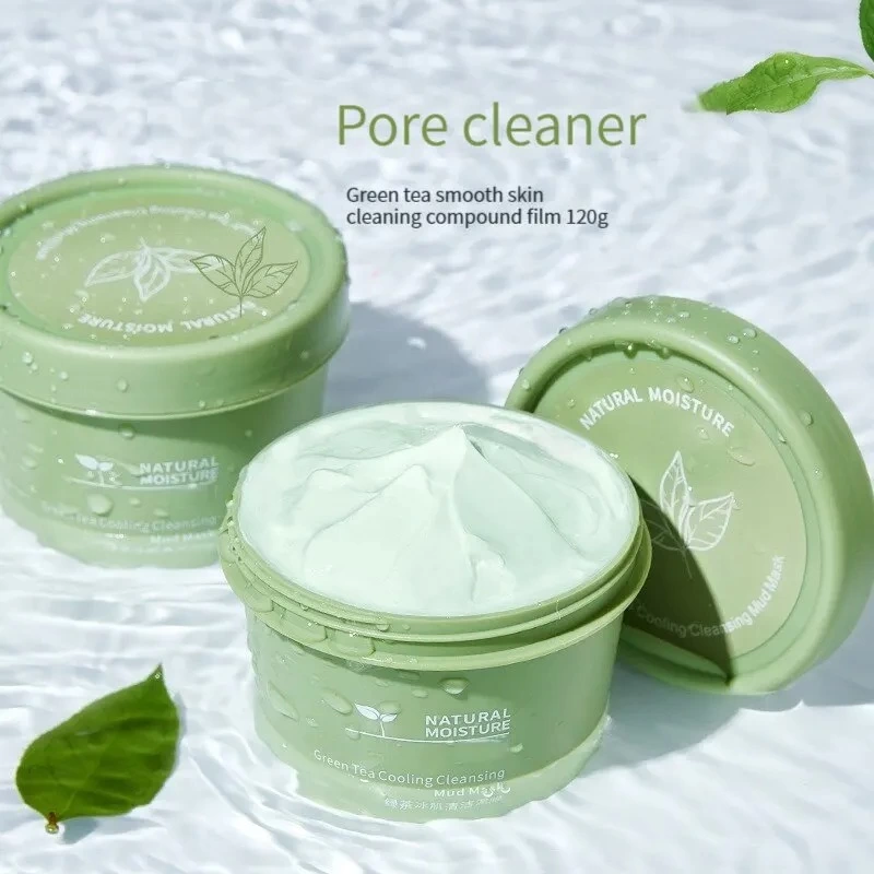 Green Tea Ice Mud Mask Cleansing Moisturizing Oil Control Blackhead Removal Cleansing Mud Mask Applicator Mud Mask 120g