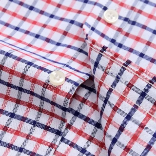 Men's Plaid Regular Checkered Casual Shirts Long-Sleeve Pocket Oxford Cotton