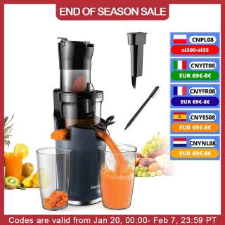 BioloMix Cold Press Juicer with 78mm Feed Chute, 200W 40-65RPM 