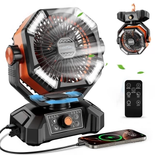 coldSky 20000mAh Camping Fan with LED Lantern – 8-Speed Rechargeable Outdoor Fan with Light, Power Bank Function, and Quiet Operation