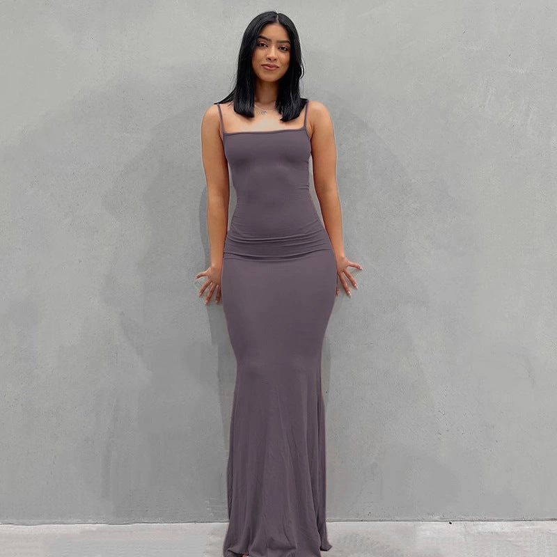 Women's Slim Fit Camisole Dress – Sleek Bodycon Spaghetti Dress for Summer 