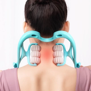 Multifunctional Six-Wheel Neck Massager – Manual Roller for Pain Relief