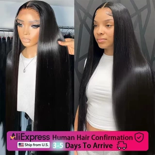 250 Density 13x6 Transparent Lace Front Wig – Natural Bone Straight Human Hair