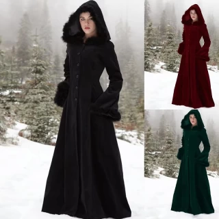 Vintage Medieval Hooded Dress – Renaissance Cosplay Costume