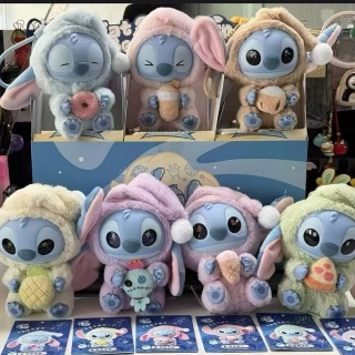 Stitch Eat Something Before Sleep Series Blind Box Plush Vinyl Toys Cute Doll Replica Mystery Box Bag Pendant Decor Gift