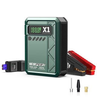 YESPER Jumper Box For Car Battery portable with Air Compressor， 150Psi Digital Tire Inflator portable and cordless ,2000A Peak 12V Battery Jumper Pack for (Up to 10L Gas/8.0L Diesel Engines)