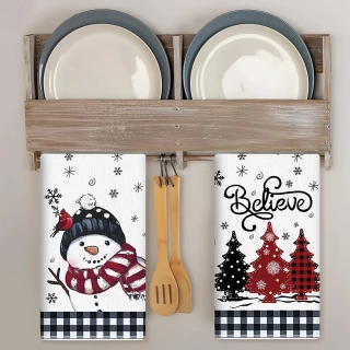 2pcs Christmas Kitchen Towels Merry Christmas Party Decoration 2025 Xmas Santa Claus Dish Towel Navidad Natal New Year Gift 2026