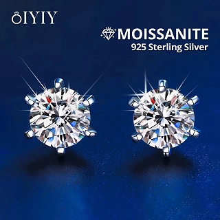 Certified Moissanite Stud Earrings | 925 Sterling Silver