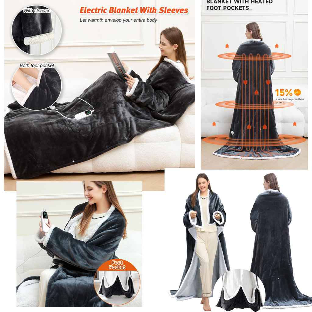 Heated Blanket — Sleeves, Foot Pocket & Fleece Comfort - Trending Sustainable Fashion & Apparel Product October 2026