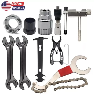 9-Piece Bicycle Repair & Maintenance Kit – Chain Tool, Crank Extractor, Wrenches & Essential Tools