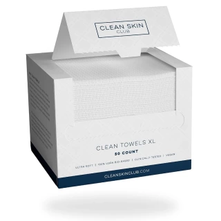 JetsetEase Clean Skin Club XL Biobased Face Towels – Disposable, Ultra Soft, Makeup Remover Wipes 50 Ct