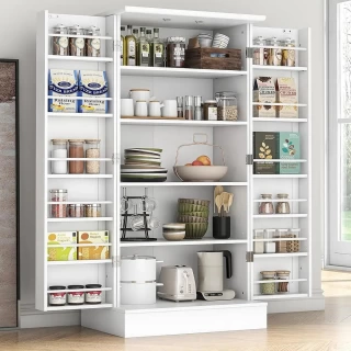 Freestanding Kitchen Pantry Cabinet with Doors & Adjustable Shelves – Modern Storage Sideboard