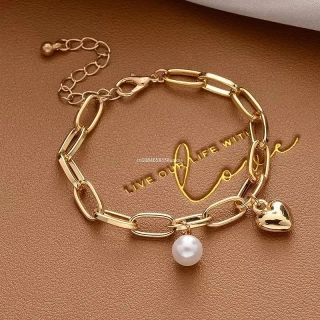 Timeless Pearl Chain Bracelet | Elegant Handcrafted Pearl Charm for Sophisticated Women