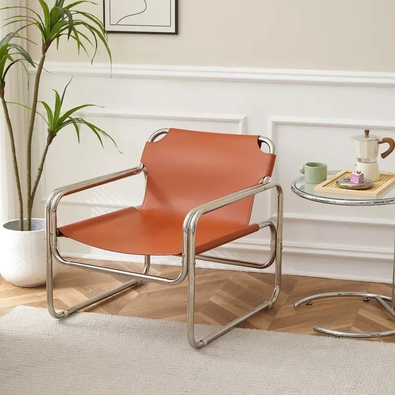 Nordic Leather & Chrome Chair