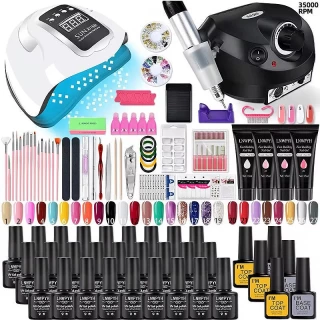 All-in-One Manicure Set with Nail Lamp – S63 Gel Nail Kit for Beginners, Complete Nail Art Starter Kit with Tools & UV/LED Light