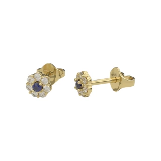 14K Gold Lab-Grown Diamond & Sapphire Stud Earrings