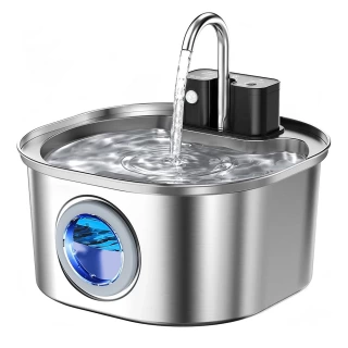 Stainless Steel Cat Water Fountain - 3L Wireless Rechargeable with Sensor