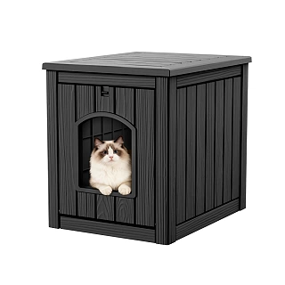 2-in-1 Cat House End Table - Resin Litter Box Enclosure, Waterproof