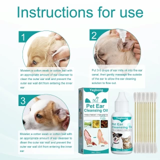 30ml Dog Ear Cleaning Remove Mites Cat Ear Deodorant Oil Soothe Discomfort Cat Ear Wash Set Anti-ticks for Pet Cleaning Supplies