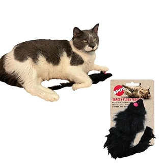 Shaggy Ferret Rattle Toy - Catnip Filled Plush Kicker