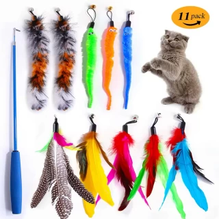 11 Pcs Cat Feather Toys Set